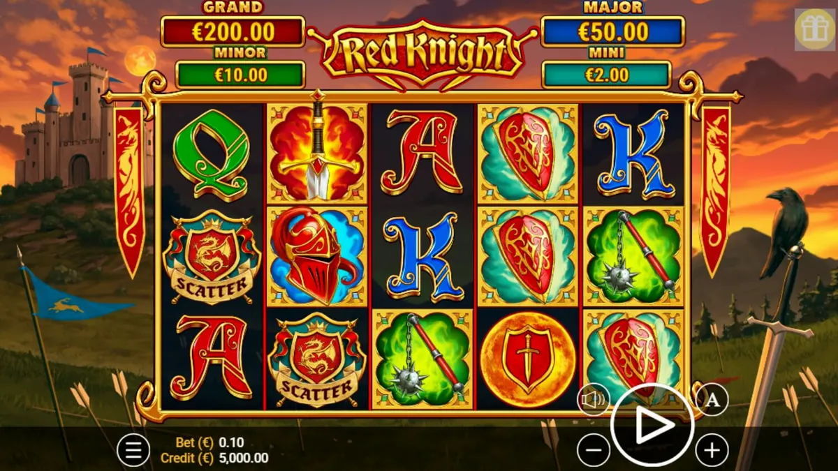 Slot Red Knight dengan tema ksatria abad pertengahan yang agresif